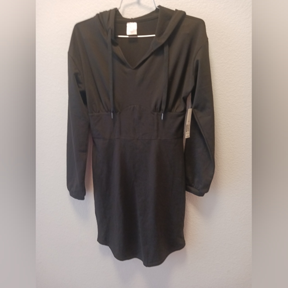 No Boundaries Juniors Corset Hoodie Dress Black Sz Small